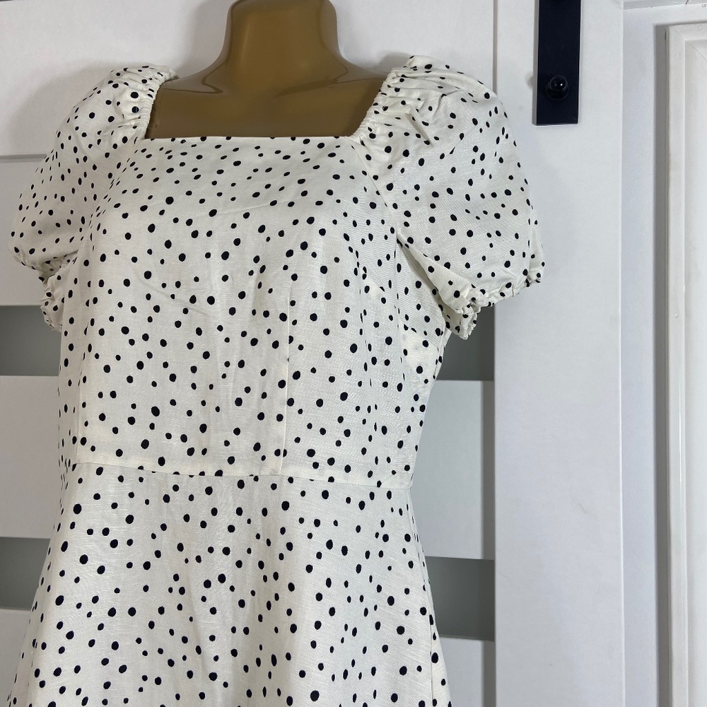 LOFT Petites Women's Dotted Tie-Back Fit Flare Dress Ivioy Black Size 4